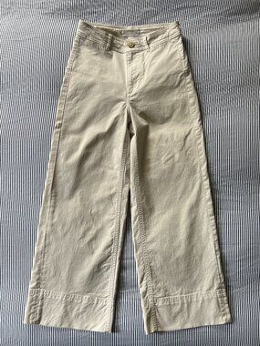 Everlane Wide Leg Crop Chino Lightweight Pants Trousers Beige Womens Size 00